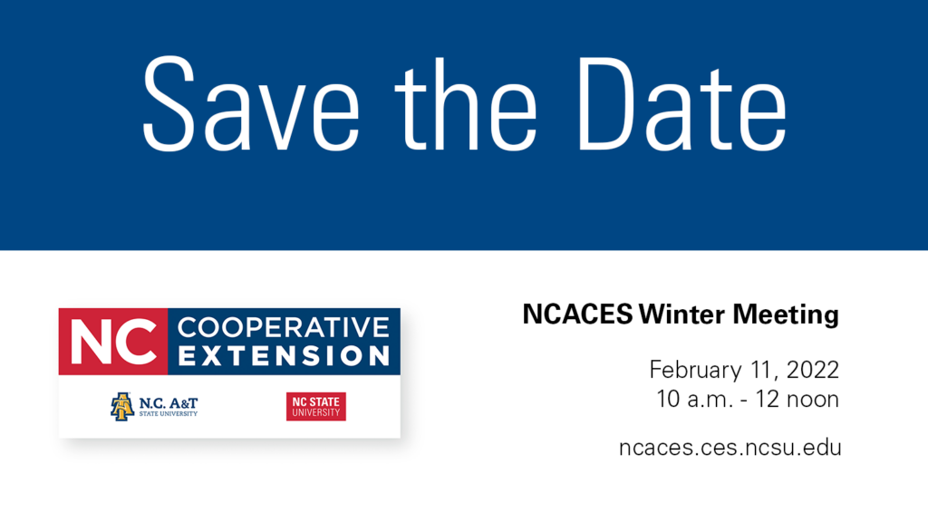 Save the Date: NCACES Winter meeting will be held on February 11 from 10 a.m. to noon on Zoom